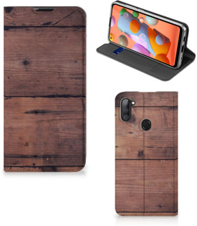 B2Ctelecom Hoesje Samsung Galaxy M11 | A11 Leuk Case Old Wood