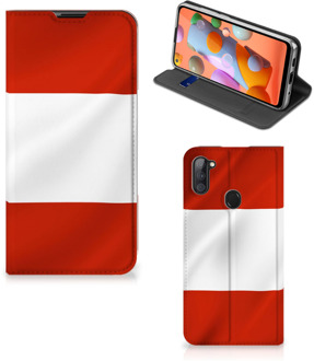 B2Ctelecom Hoesje Samsung Galaxy M11 | A11 Telefoonhoesje met Naam Oostenrijkse Vlag