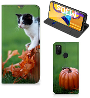 B2Ctelecom Hoesje Samsung Galaxy M21 Flip Case Kitten