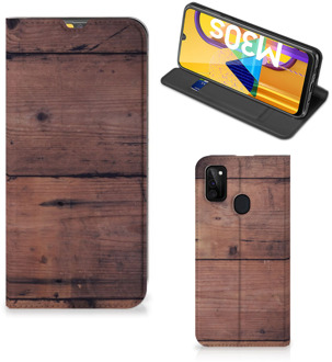 B2Ctelecom Hoesje Samsung Galaxy M21 Leuk Case Old Wood