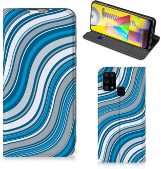 B2Ctelecom Hoesje Samsung Galaxy M31 Book Case Golven Blauw