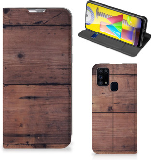 B2Ctelecom Hoesje Samsung Galaxy M31 Leuk Case Old Wood