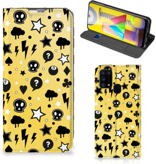 B2Ctelecom Hoesje Samsung Galaxy M31 Wallet Case met Pasjeshouder Punk Yellow