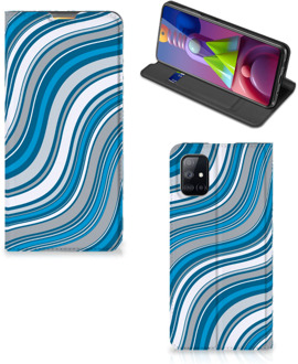 B2Ctelecom Hoesje Samsung Galaxy M51 Book Case Golven Blauw