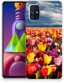 B2Ctelecom Hoesje Samsung Galaxy M51 Telefoon Hoesje Tulpen