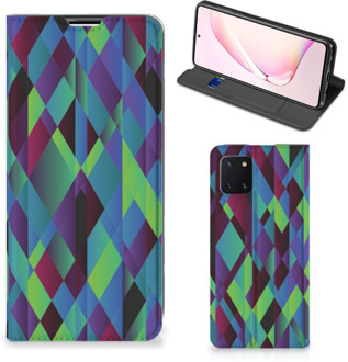 B2Ctelecom Hoesje Samsung Galaxy Note 10 Lite Bookcase Abstract Groen Blauw