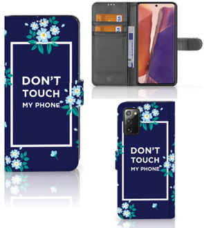 B2Ctelecom Hoesje Samsung Galaxy Note 20 Telefoontasje Flowers Blue DTMP