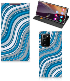 B2Ctelecom Hoesje Samsung Galaxy Note 20 Ultra Book Case Golven Blauw