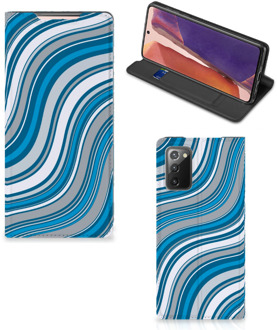 B2Ctelecom Hoesje Samsung Galaxy Note20 Book Case Golven Blauw