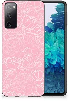 B2Ctelecom Hoesje Samsung Galaxy S20 Telefoonhoesje met Zwarte rand Witte Bloemen