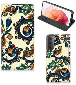 B2Ctelecom Hoesje Samsung Galaxy S21 Bookcase Barok Flower