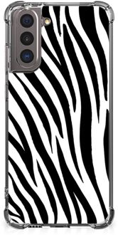 B2Ctelecom Hoesje Samsung Galaxy S21 GSM Hoesje met doorzichtige rand Zebra