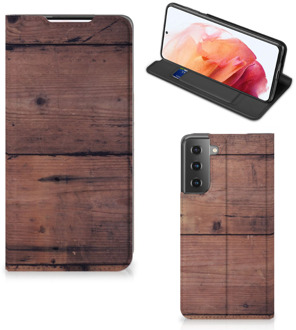 B2Ctelecom Hoesje Samsung Galaxy S21 Leuk Case Old Wood