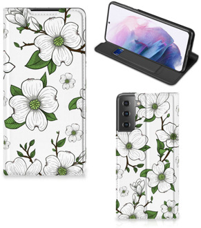 B2Ctelecom Hoesje Samsung Galaxy S21 Plus Book Case Dogwood Flowers