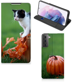 B2Ctelecom Hoesje Samsung Galaxy S21 Plus Flip Case Kitten