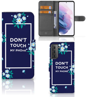 B2Ctelecom Hoesje Samsung Galaxy S21 Plus Telefoontasje Flowers Blue DTMP