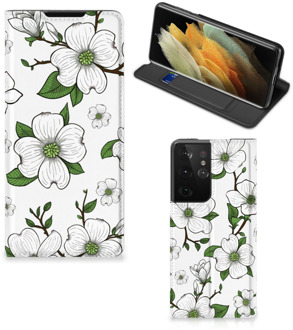 B2Ctelecom Hoesje Samsung Galaxy S21 Ultra Book Case Dogwood Flowers