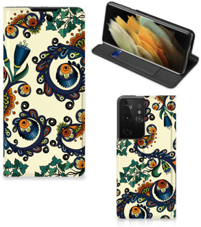 B2Ctelecom Hoesje Samsung Galaxy S21 Ultra Bookcase Barok Flower