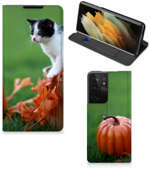 B2Ctelecom Hoesje Samsung Galaxy S21 Ultra Flip Case Kitten