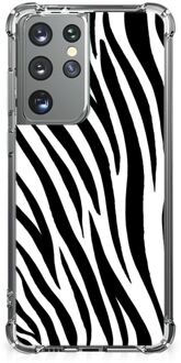 B2Ctelecom Hoesje Samsung Galaxy S21 Ultra GSM Hoesje met doorzichtige rand Zebra