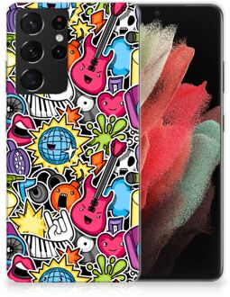 B2Ctelecom Hoesje Samsung Galaxy S21 Ultra Telefoon Hoesje Punk Rock