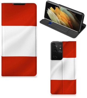 B2Ctelecom Hoesje Samsung Galaxy S21 Ultra Telefoonhoesje met Naam Oostenrijkse Vlag