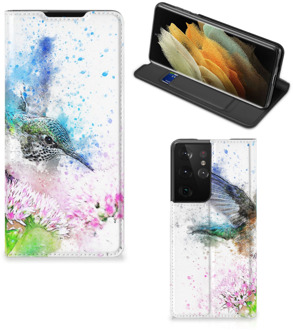 B2Ctelecom Hoesje Samsung Galaxy S21 Ultra Wallet Book Case Vogel