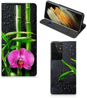 B2Ctelecom Hoesje Samsung Galaxy S21 Ultra Wallet Bookcase Orchidee