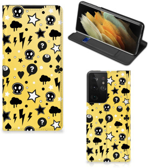 B2Ctelecom Hoesje Samsung Galaxy S21 Ultra Wallet Case met Pasjeshouder Punk Yellow