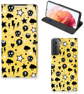 B2Ctelecom Hoesje Samsung Galaxy S21 Wallet Case met Pasjeshouder Punk Yellow