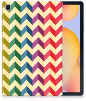 B2Ctelecom Hoesje Samsung Galaxy Tab S6 Lite Leuk Siliconen Bumper Zigzag Color met transparant zijkanten