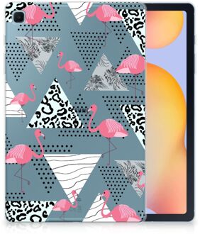 B2Ctelecom Hoesje Samsung Galaxy Tab S6 Lite Tablet Cover Flamingo Triangle met transparant zijkanten