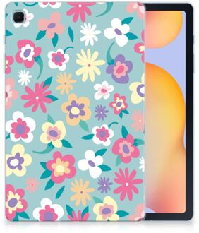 B2Ctelecom Hoesje Samsung Galaxy Tab S6 Lite TPU Bumper Flower Power met transparant zijkanten