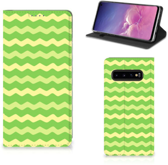 B2Ctelecom Hoesje Samsung S 10 Design Waves Green