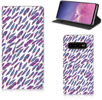 B2Ctelecom Hoesje Samsung S10 Design Feathers Color