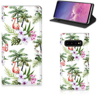 B2Ctelecom Hoesje Samsung S10 Design Flamingo Palms