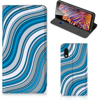 B2Ctelecom Hoesje Samsung Xcover Pro Book Case Golven Blauw