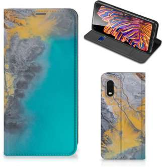 B2Ctelecom Hoesje Samsung Xcover Pro Flip Case Marble Blue Gold