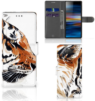 B2Ctelecom Hoesje Sony Xperia 10 Watercolor Tiger