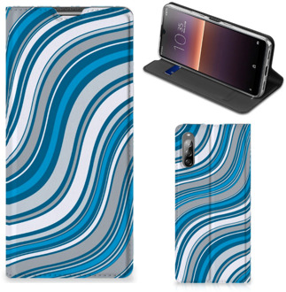 B2Ctelecom Hoesje Sony Xperia L4 Book Case Golven Blauw