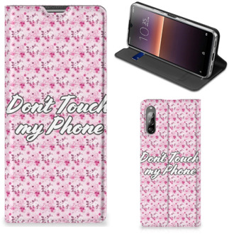 B2Ctelecom Hoesje Sony Xperia L4 Bookcase Flowers Pink Don't Touch My Phone