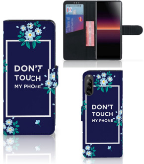 B2Ctelecom Hoesje Sony Xperia L4 Telefoontasje Flowers Blue DTMP