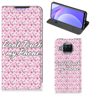 B2Ctelecom Hoesje Xiaomi Mi 10T Lite Bookcase Flowers Pink Don't Touch My Phone