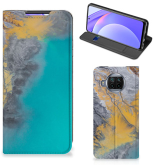 B2Ctelecom Hoesje Xiaomi Mi 10T Lite Flip Case Marble Blue Gold