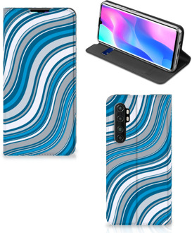 B2Ctelecom Hoesje Xiaomi Mi Note 10 Lite Book Case Golven Blauw