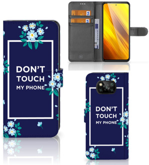 B2Ctelecom Hoesje Xiaomi Poco X3 Telefoontasje Flowers Blue DTMP