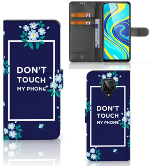 B2Ctelecom Hoesje Xiaomi Redmi Note 9 Pro | Note 9S Telefoontasje Flowers Blue DTMP