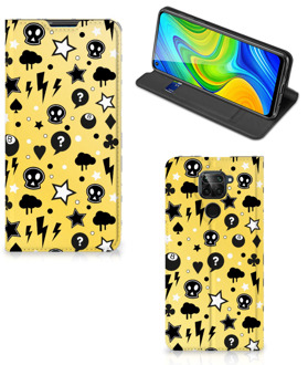 B2Ctelecom Hoesje Xiaomi Redmi Note 9 Wallet Case met Pasjeshouder Punk Yellow