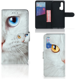 B2Ctelecom Honor 20 Pro Telefoonhoesje met Pasjes Witte Kat