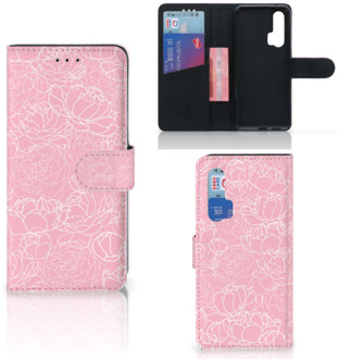 B2Ctelecom Honor 20 Pro Wallet Case White Flowers